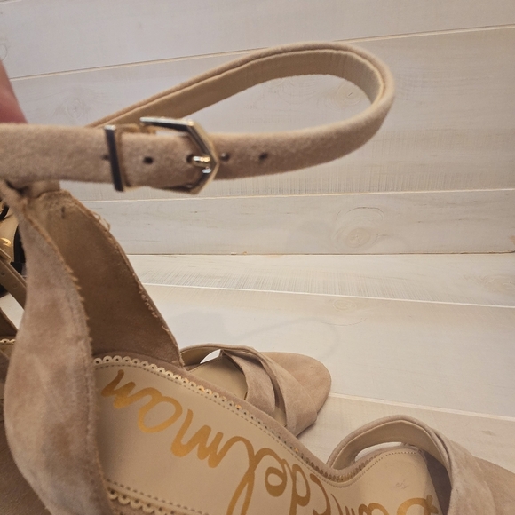 {10} Sam Edelman Yancy Block Heel Ankle Strap Sandal in Golden Caramel Suede - Picture 10 of 14